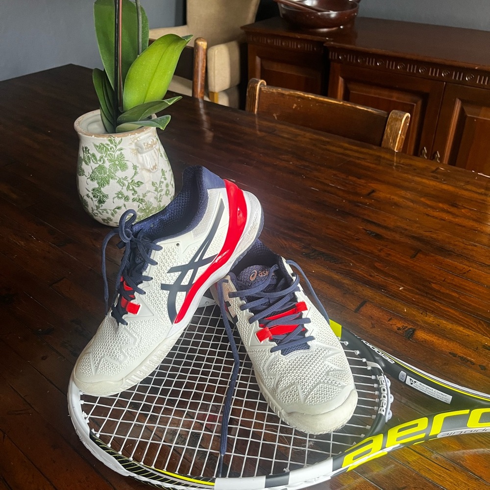 ASICS' Athletic Shoes - White and Red